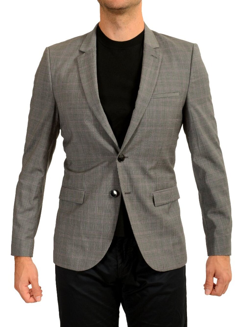 Hugo Boss Men's "Arti232X" Extra Slim Fit 100% Wool Plaid Blazer US 38R IT 48R